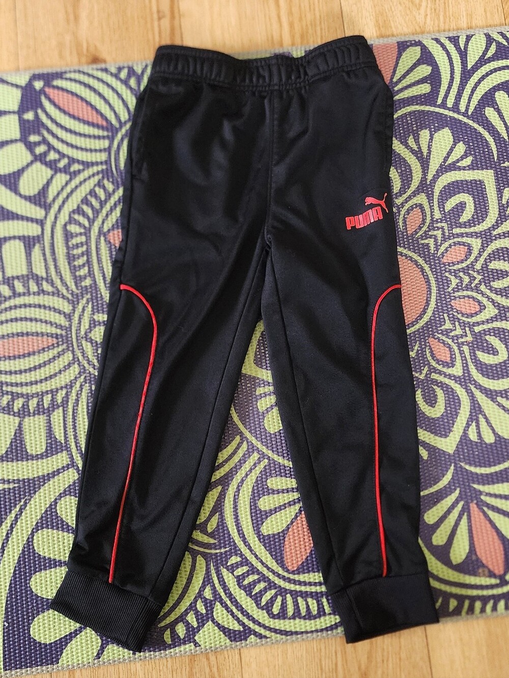 Puma Black Joggers with Red Trim - Kids